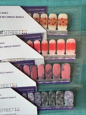 Color Street Nail Strips Subscription box sets — Pink, Coral, Purple & Black Mix